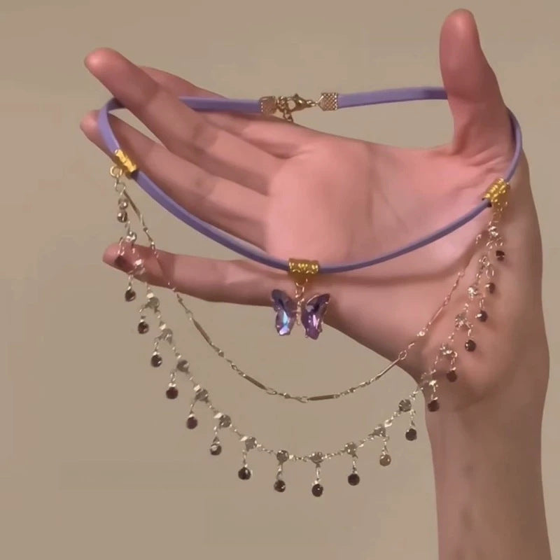 Wholesale Planet Love Butterfly Knot Diamond Pearl Bead Necklace