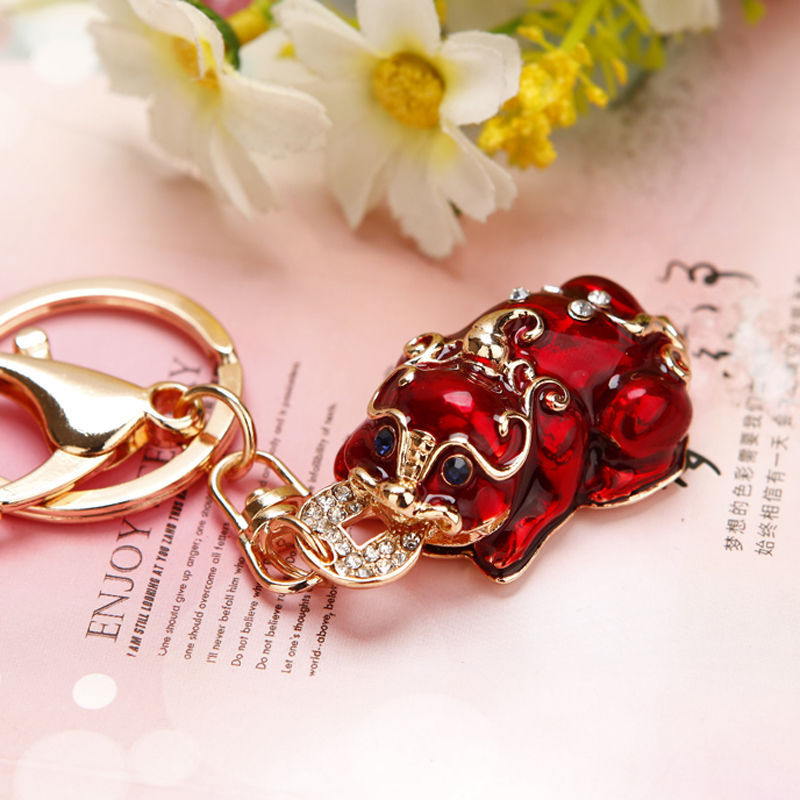 Wholesale Stylish Rhinestone Bear Keychain Car Key Accessory Bag Charm Champagne Zinc Alloy Wedding Gift For Resale