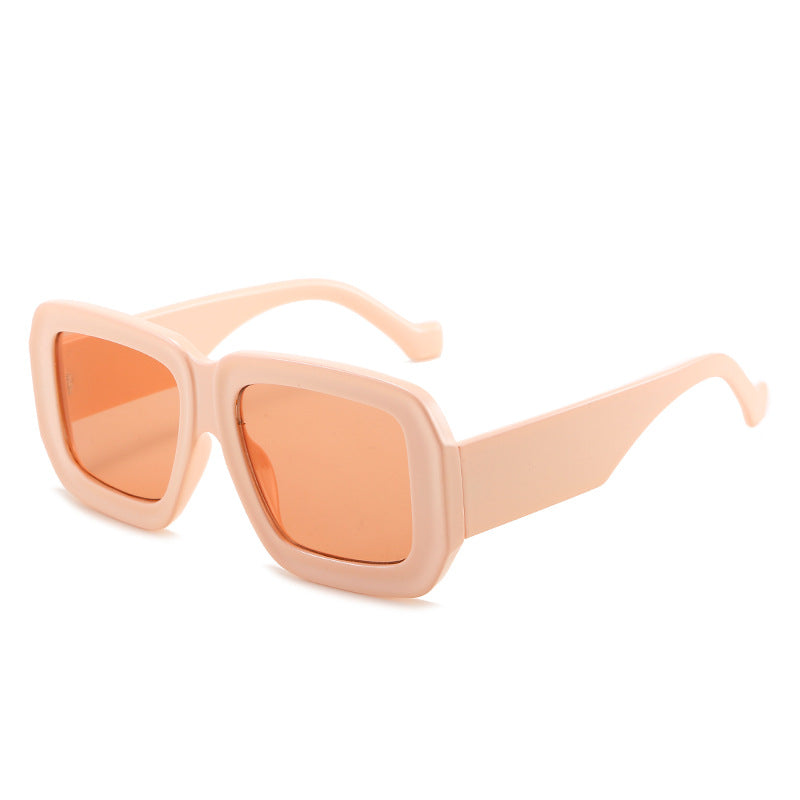 Wholesale Modern Retro Polygonal Contrast Color Thick Rim Sunglasses
