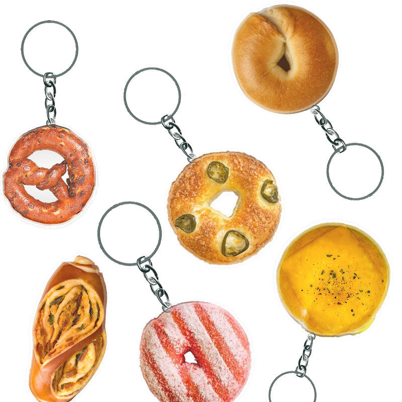 Wholesale New simulation bagels hand-made bread keychain creative acrylic jewelry bag pendant