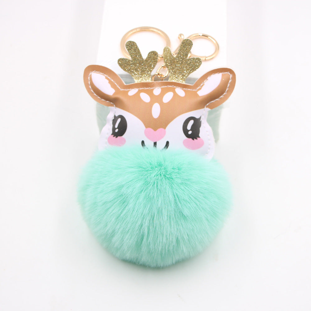 Wholesale Cute Plush Fawn Keychain Cartoon Deer Bag Charm Pendant Christmas Gift Car Key Accessory