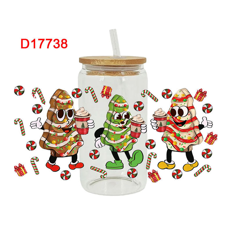 Wholesale Happy Christmas Series 16oz Cup UV DTF Wraps