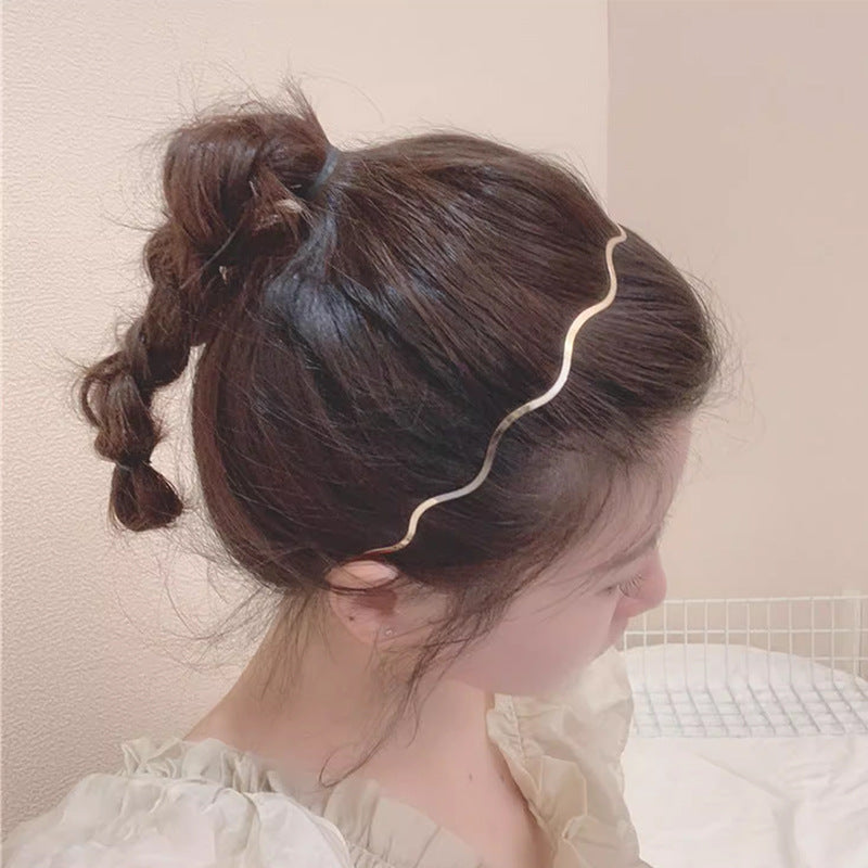Wholesale Metal Wave Thin Hairband Gold Thin Style