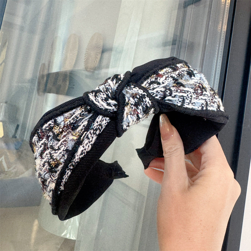 Wholesale Vintage French Style High Skull Knotted Houndstooth Headband