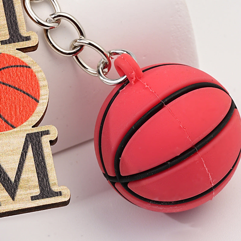 Wholesale Mother's Day Basketball Pendants Wooden Keychain