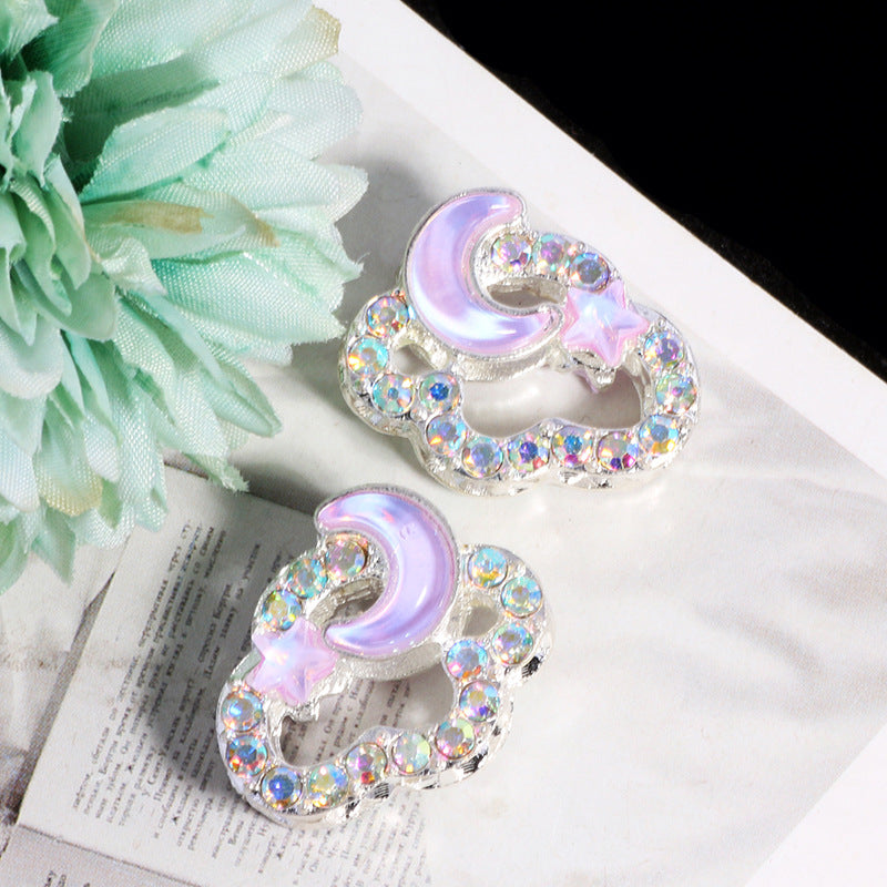 Wholesale 3pcs Fully Diamond Auspicious Cloud Star Moon Crystal Beads