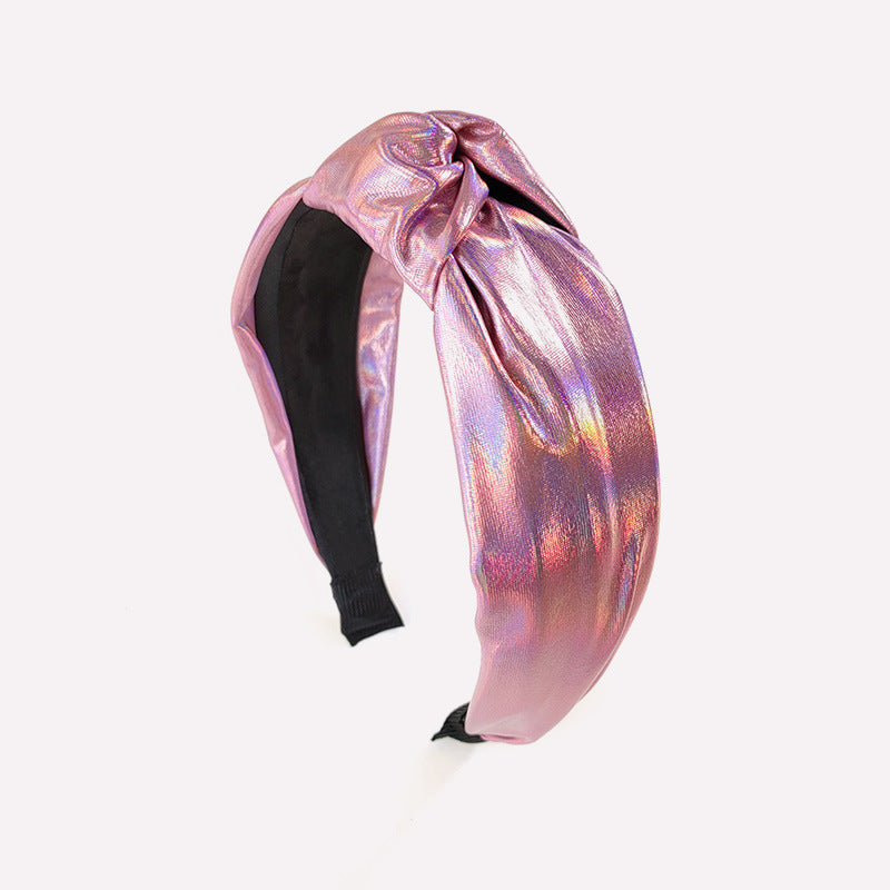 Wholesale Simple Wide Edge Colorful Shiny Leather Tied Hair Hoops