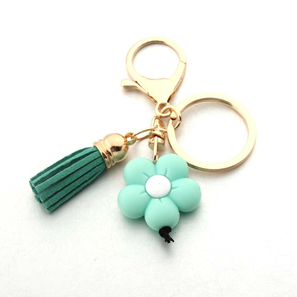 Wholesale Sunflower Tassel Handmade Silicone Bead Tassel Keychain