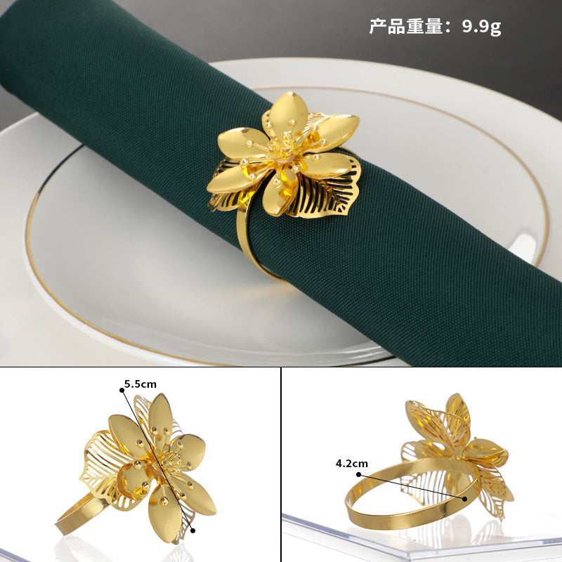Wholesale Simulated Flower Stainless Steel Napkin Rings