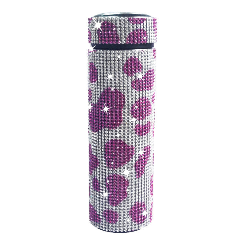 Wholesale 17oz Stainless Steel Diamond-encrusted Smart Thermos Cup with LED Temperature Display Straight Tumbler Cup