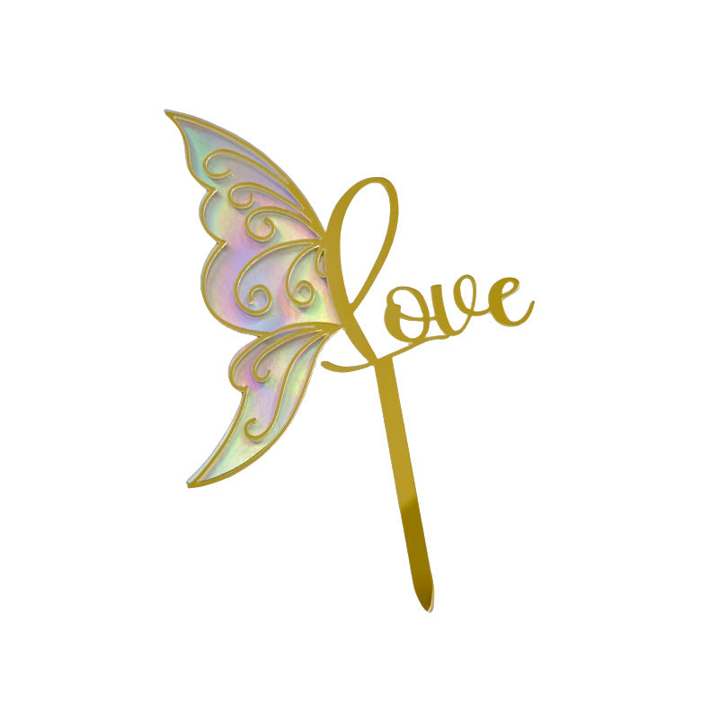 Wholesale10PCS/PACK Mother's Day Fantasy Butterfly Acrylic Cake Decoration