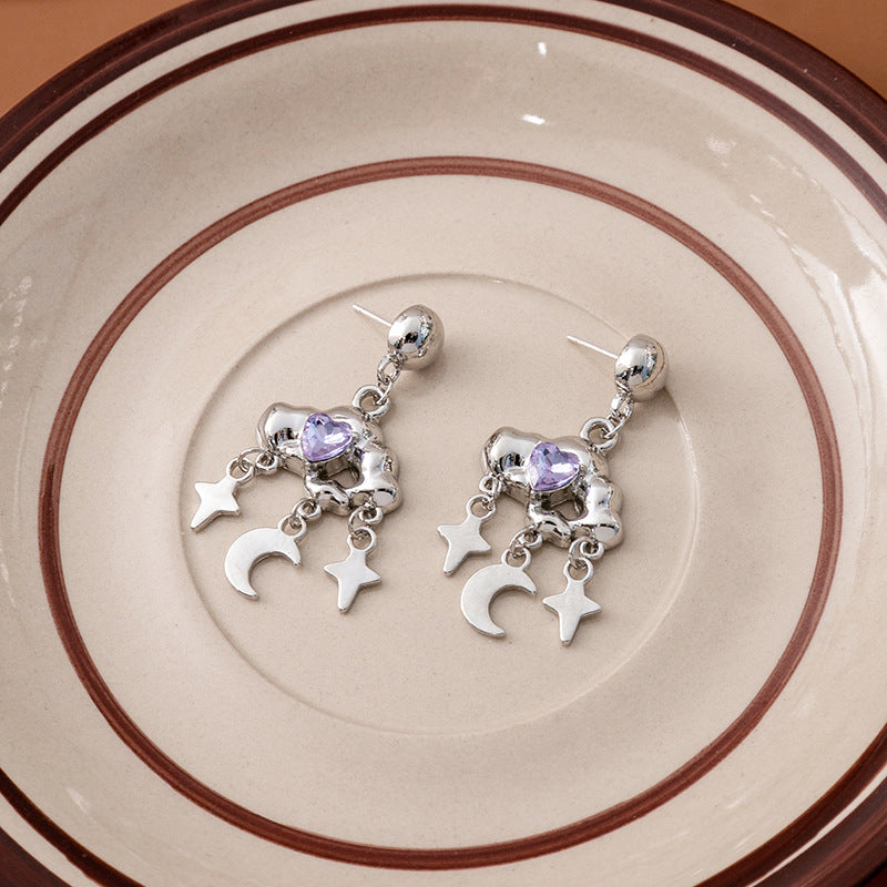 Wholesale Diamond Cloud Stars Tassel Love  Alloy Earrings