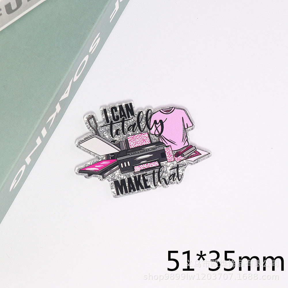 Wholesale 10pcs powder cartoon letter beverage love bag jewelry acrylic pin DIY patch accessories