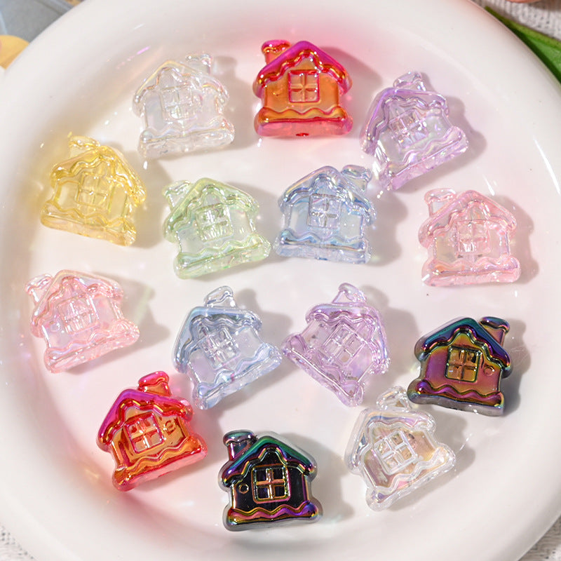 Wholesale 5pcs/pack Cartoon house straight hole beaded