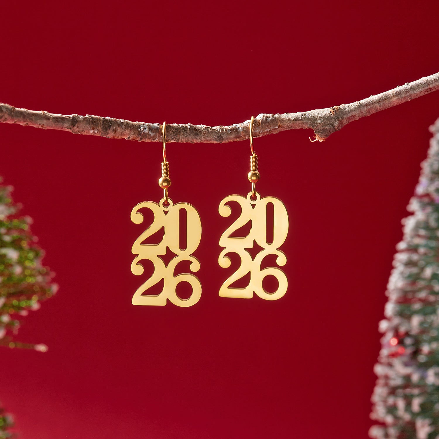 Wholesale 2026 Geometric Hollow-out Number Stainless Steel Earrings