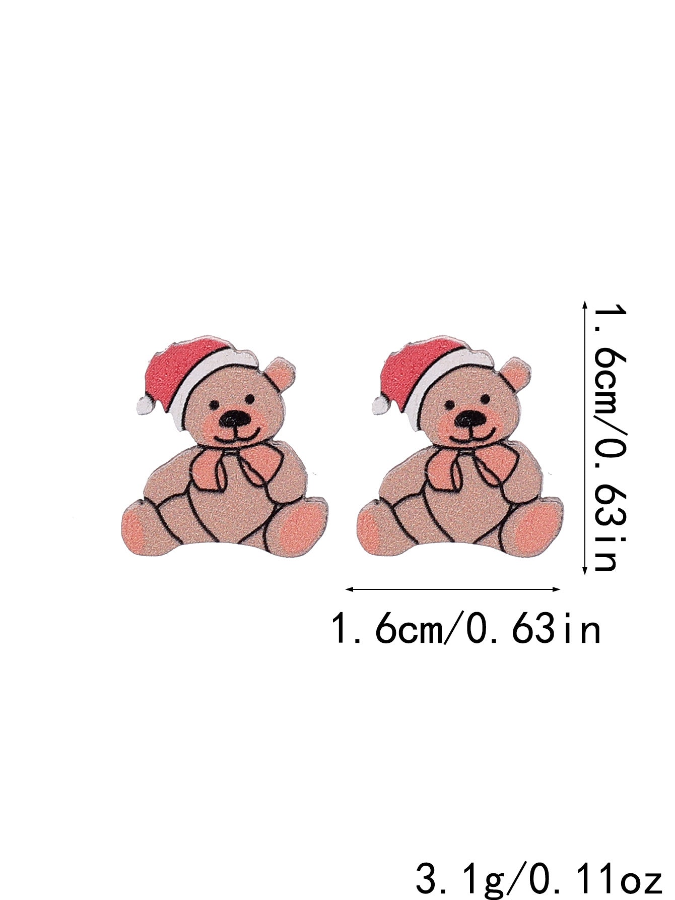 Wholesale Christmas Cute Animal Bear Fox Wooden Vintage Earrings
