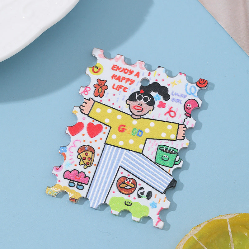 Wholesale 10pcs/ pack acrylic printed hanging pendant DIY mobile phone chain keychain