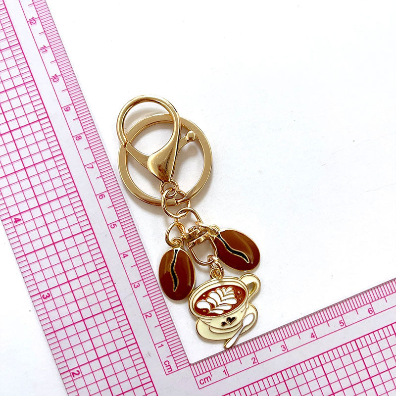 Wholesale Coffee cup coffee bean metal keychain