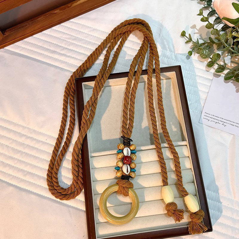 Wholesale Women's Versatile Dress Accessories Waist Rope Bohemian Braided Hemp Rope Waist Chain Thin Belt