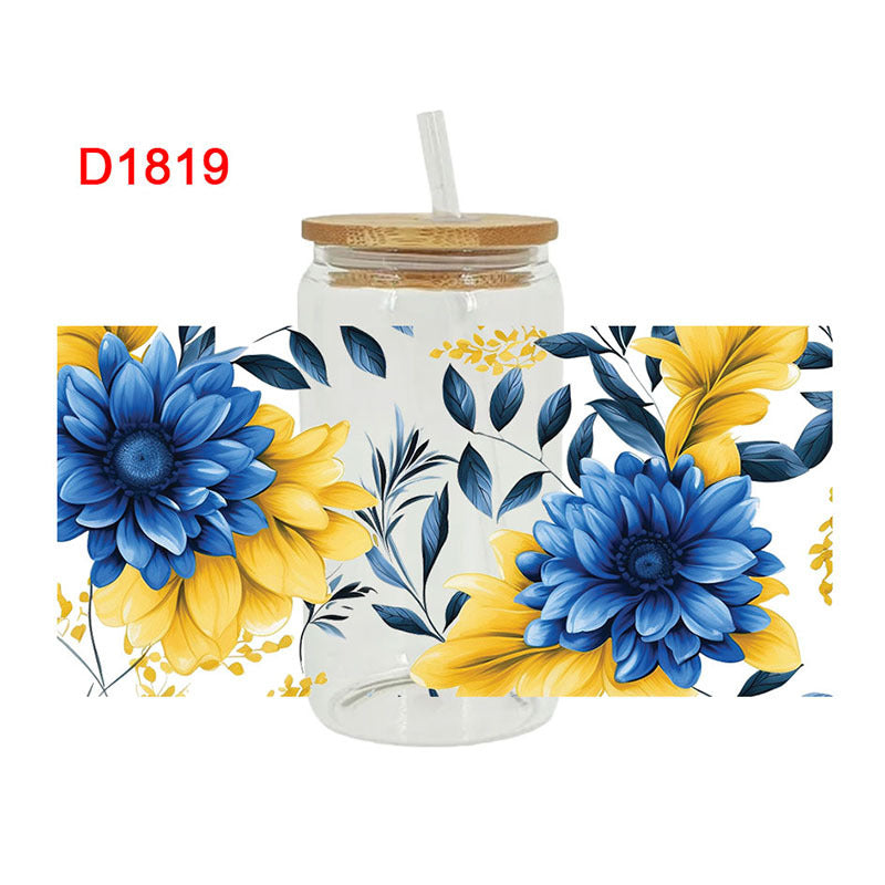 Wholesale Cartoon printing heat transfer Cup sticking crystal logo pattern 16OZ UV DTF WRAPS