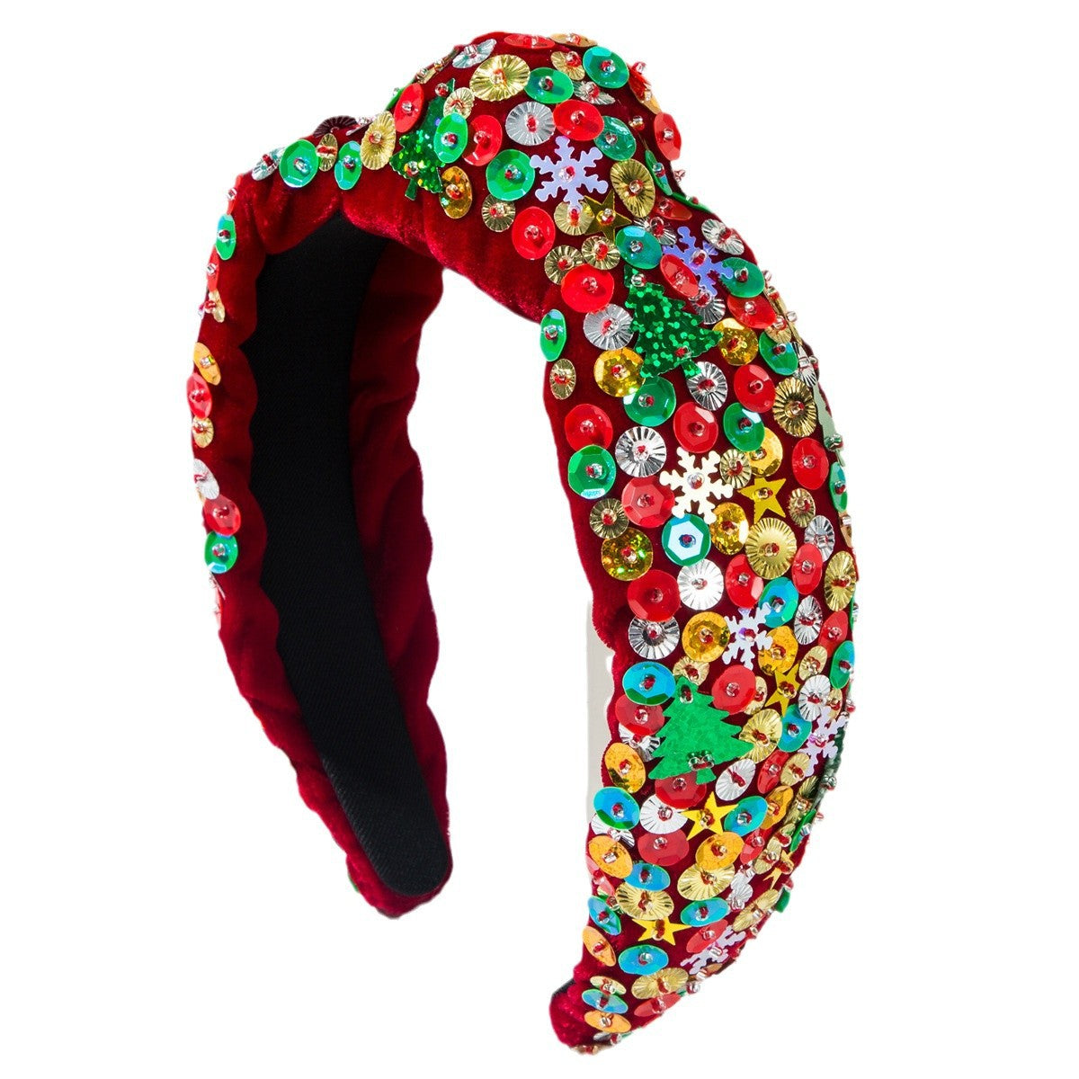 Wholesale Red and Green Christmas Fabric Knotted Party Hair Accessories