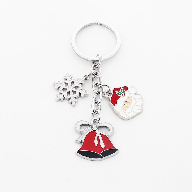 Wholesale Christmas Santa Claus Christmas Tree Drop Oil Zinc Alloy Keychain
