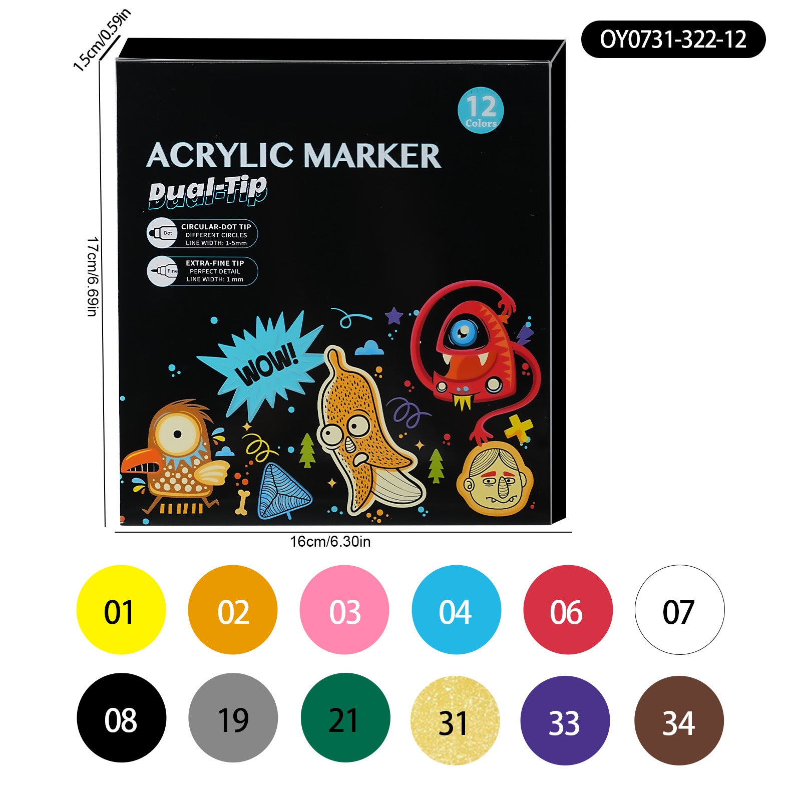 Wholesale Double-ended Polka-dot Acrylic Color Markers for Kids