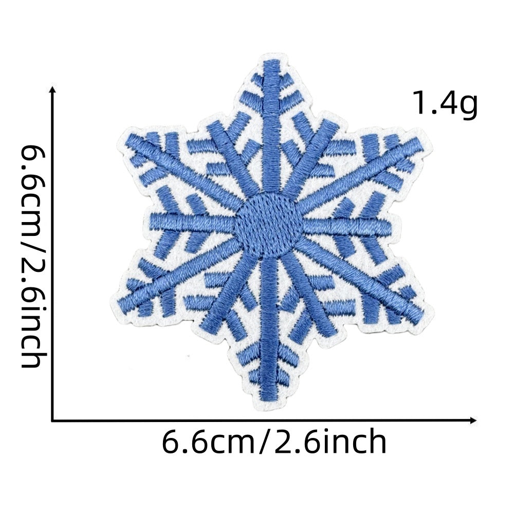 Wholesale Chic Blue Doodle Christmas Embroidery Patches Clothing Applique Stickers DIY Fashion Accessory Gift
