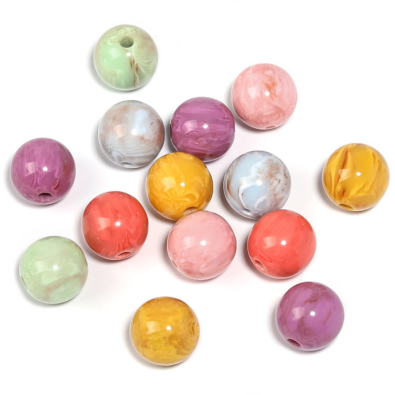 Wholesale 100pcs Imitation Marble Pattern Color Gradient Ripple Straight Hole Acrylic Beads