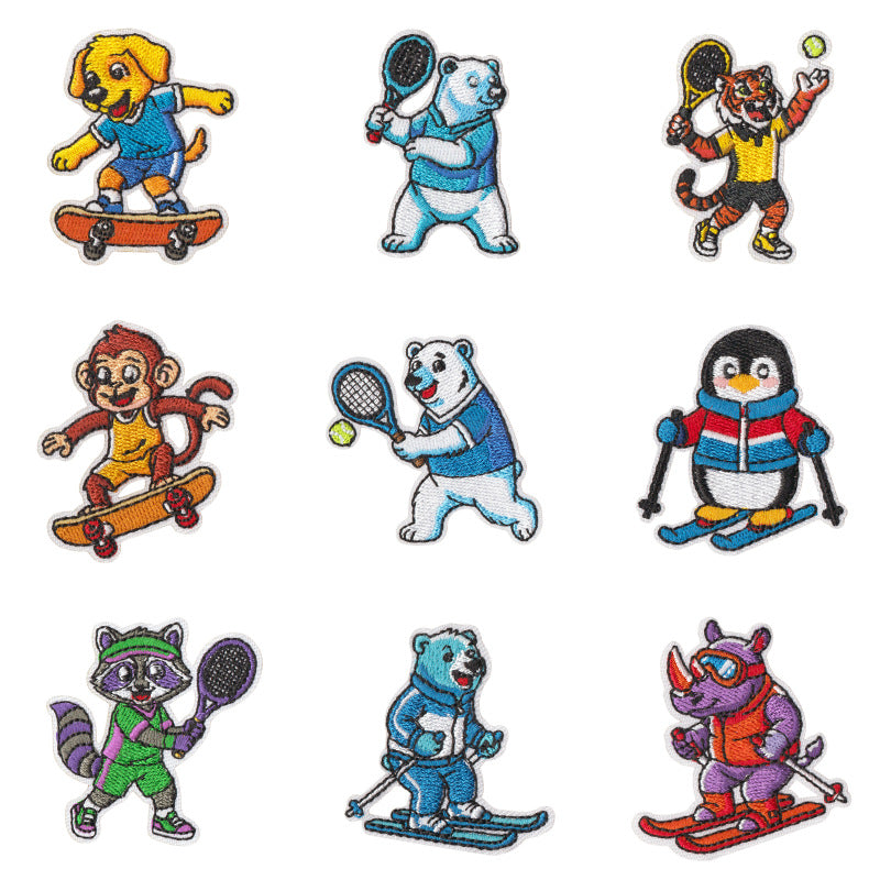 Wholesale Stylish Cute Animal Polyester Iron On Patches 9 Piece Set For Towels Clothing DIY Craft Boutique