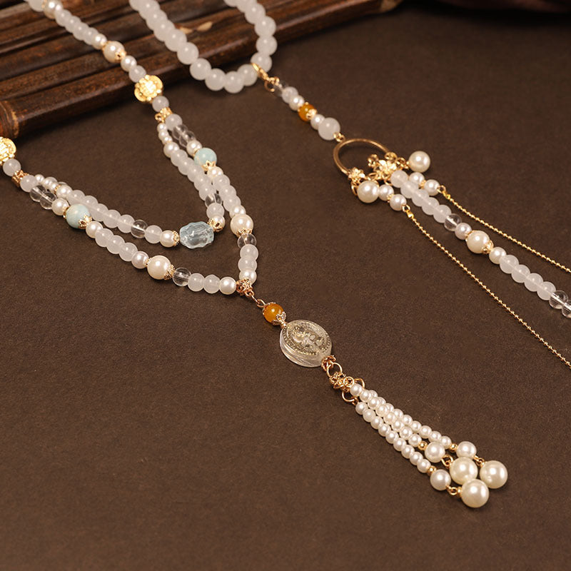 Wholesale Ancient style longevity lock tassel necklace