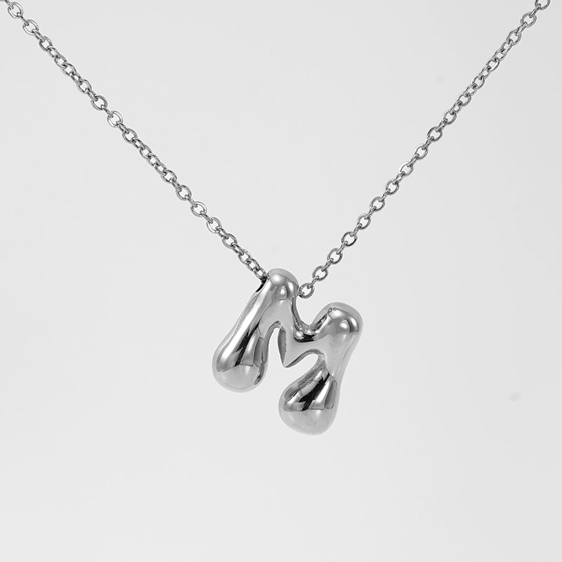 Wholesale Glossy bubble letter necklace for women 26 English letter pendants
