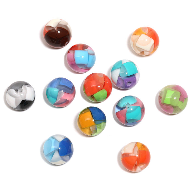 Wholesale Random 100pcs/pack  Translucent round beads with through holes  Acrylic Beads