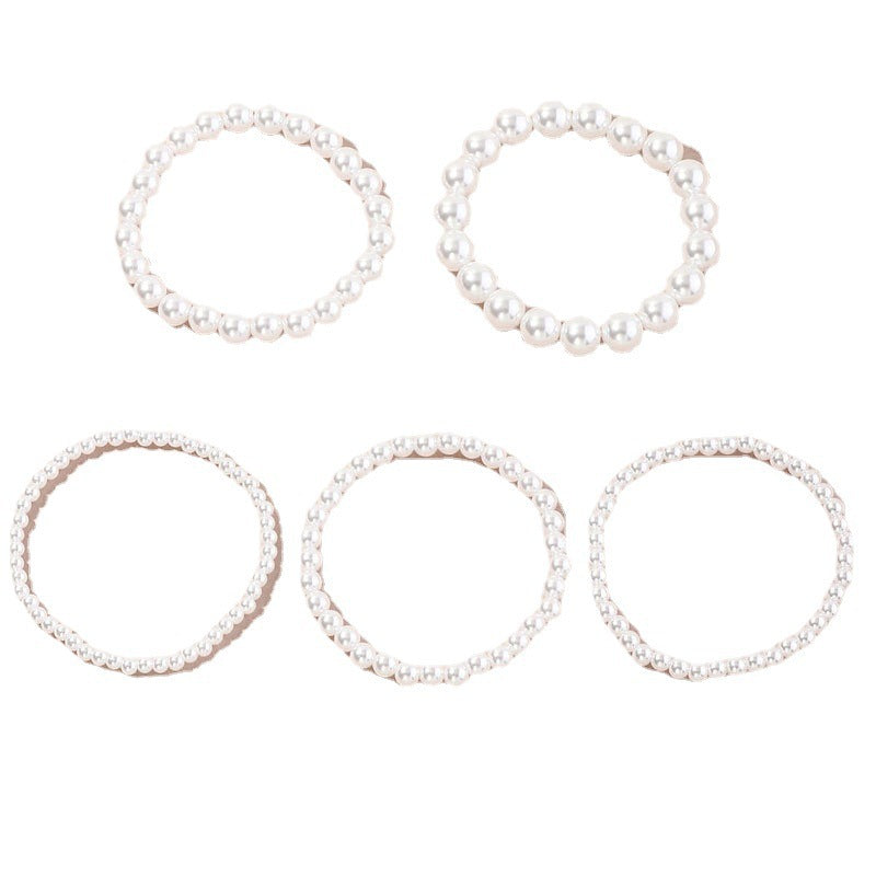 Wholesale Imitation Pearl Beaded Elastic Cord Bracelet