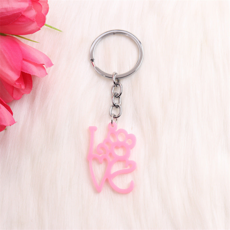 Wholesale Valentine's Day Dog Claw LOVE Acrylic Keychains