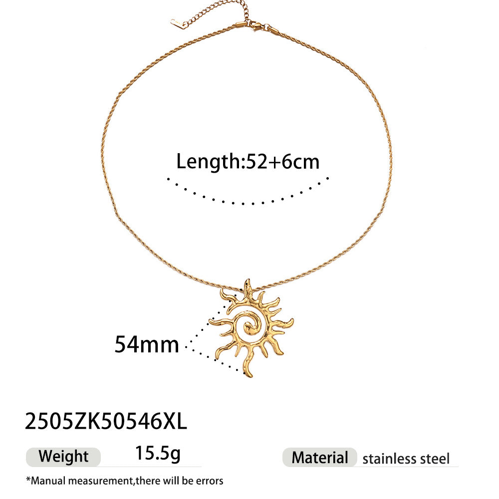 Wholesale Tyna European and American Light Luxury 18K Gold Stainless Steel Conch Sea Star Sun Thick Rope Necklace All-match Cross-border Trendy Jewelry
