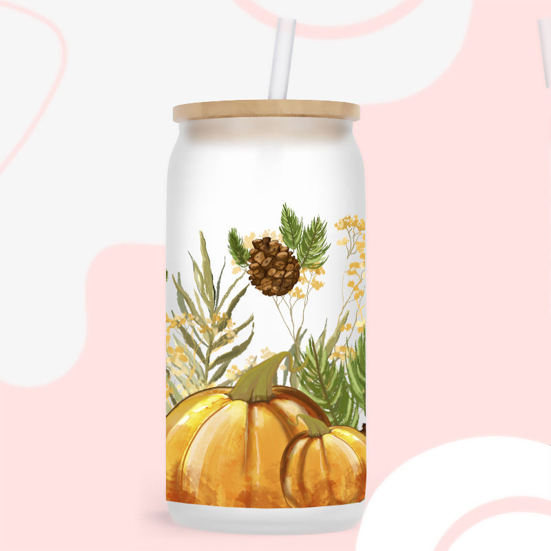 Wholesale  Pumpkin Flower Series 16oz Cup UV DTF Wraps