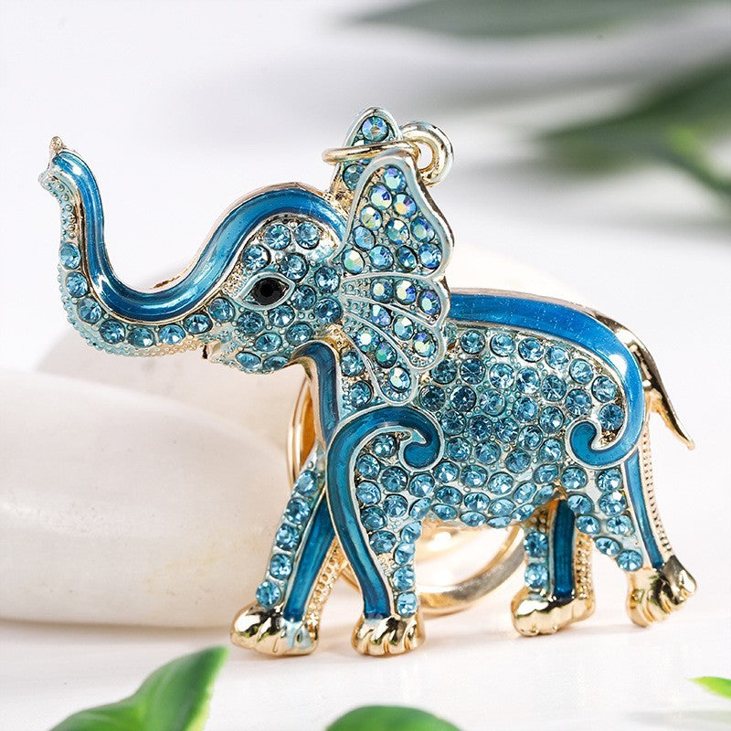 Wholesale Alloy Oil Dripping Diamond Elephant Keychain