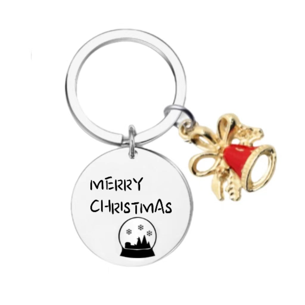 Wholesale Christmas Cute Cartoon Colorful Bell Stainless Steel Keychain