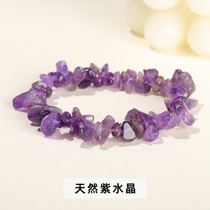 Wholesale natural crystal agate colorful gravel elastic bracelet