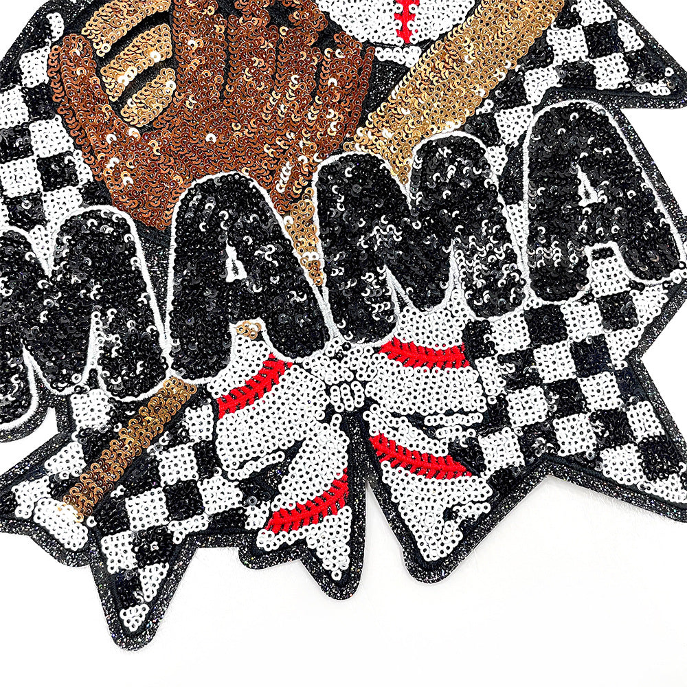 Wholesale Sequin Applique Patch Mama Letter Star Plaid Design Iron On Adhesive DIY et Accessory