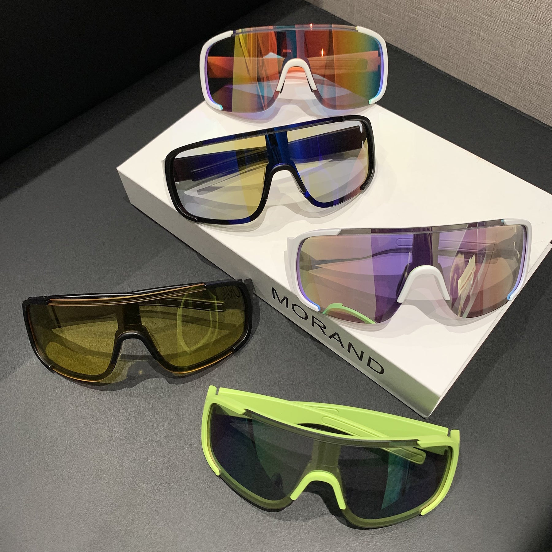 Wholesale Road cycling white mercury sunglasses fashion mountaineering running one-piece sunglasses anti-ultraviolet