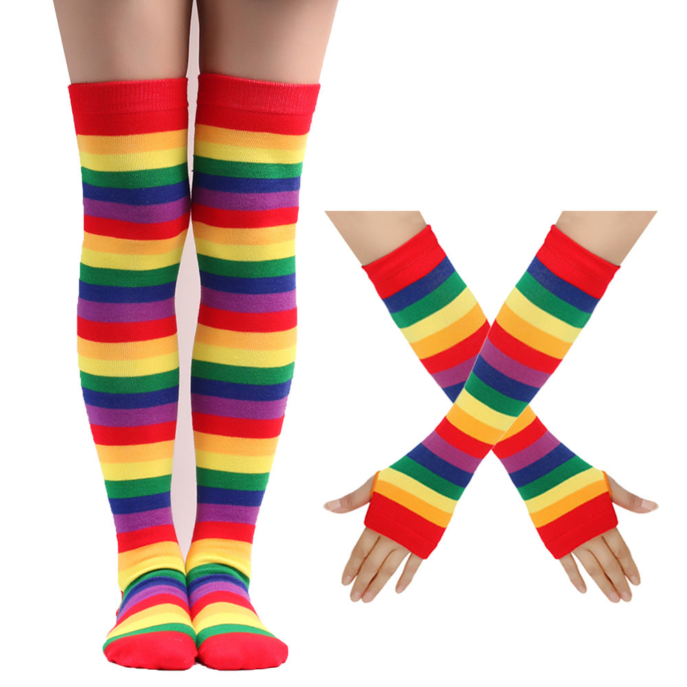 Wholesale Rainbow Striped Over-the-knee High Socks