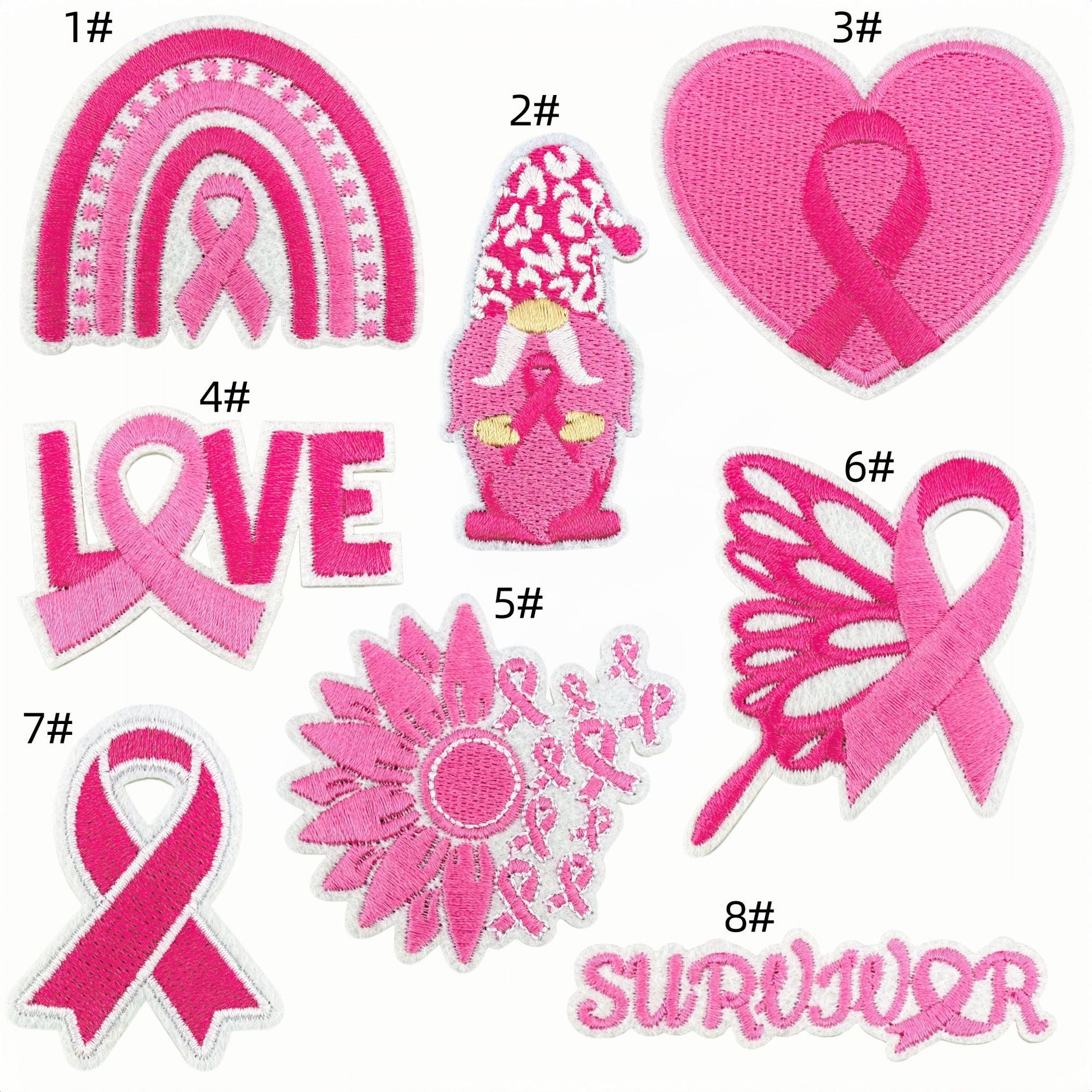 Wholesale Pink Ribbon Embroidered Iron On Patch Decorative Sewing Badge For Clothing Bags DIY Craft Accessory