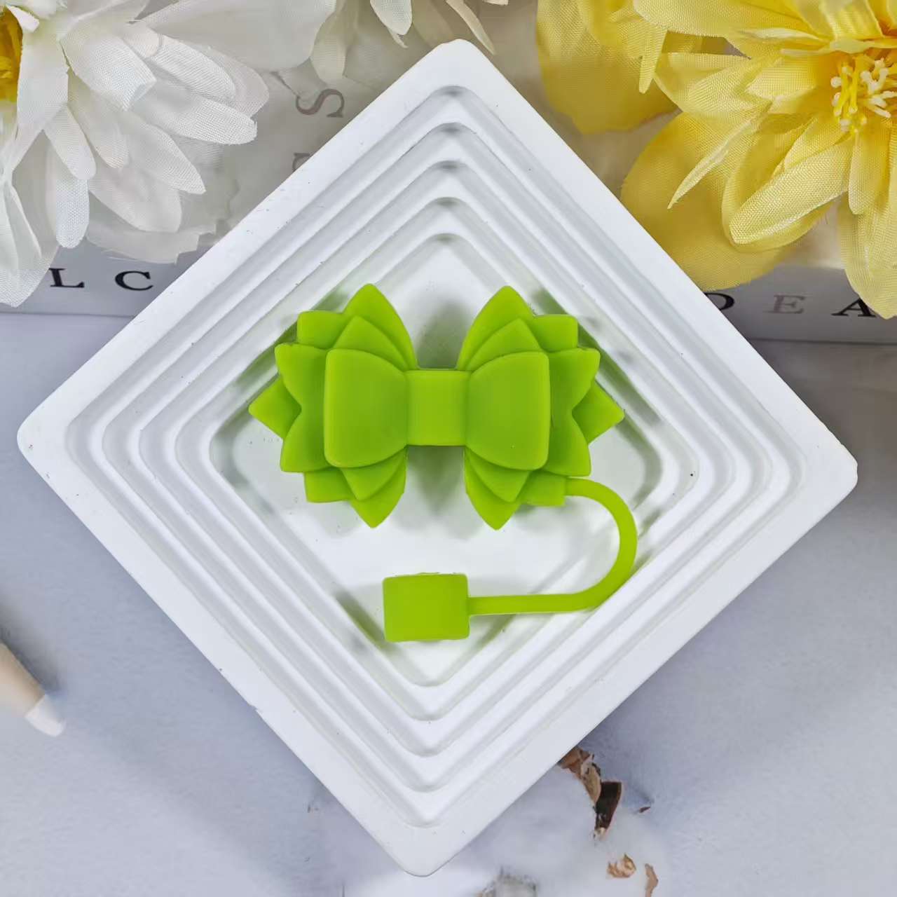 Wholesale 10pcs pink Bow Straw Tube Cap