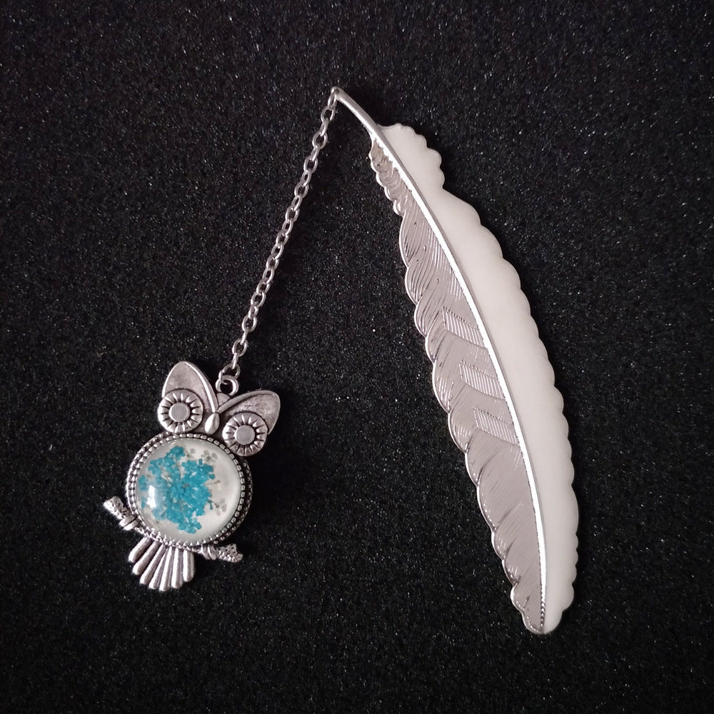 Wholesale Luminous Feather Retro Luminous Butterfly Metal Bookmark