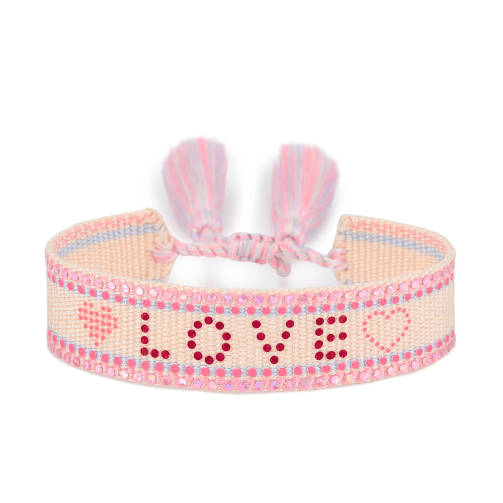 Wholesale Sequin Letter Creative Woven Bracelet