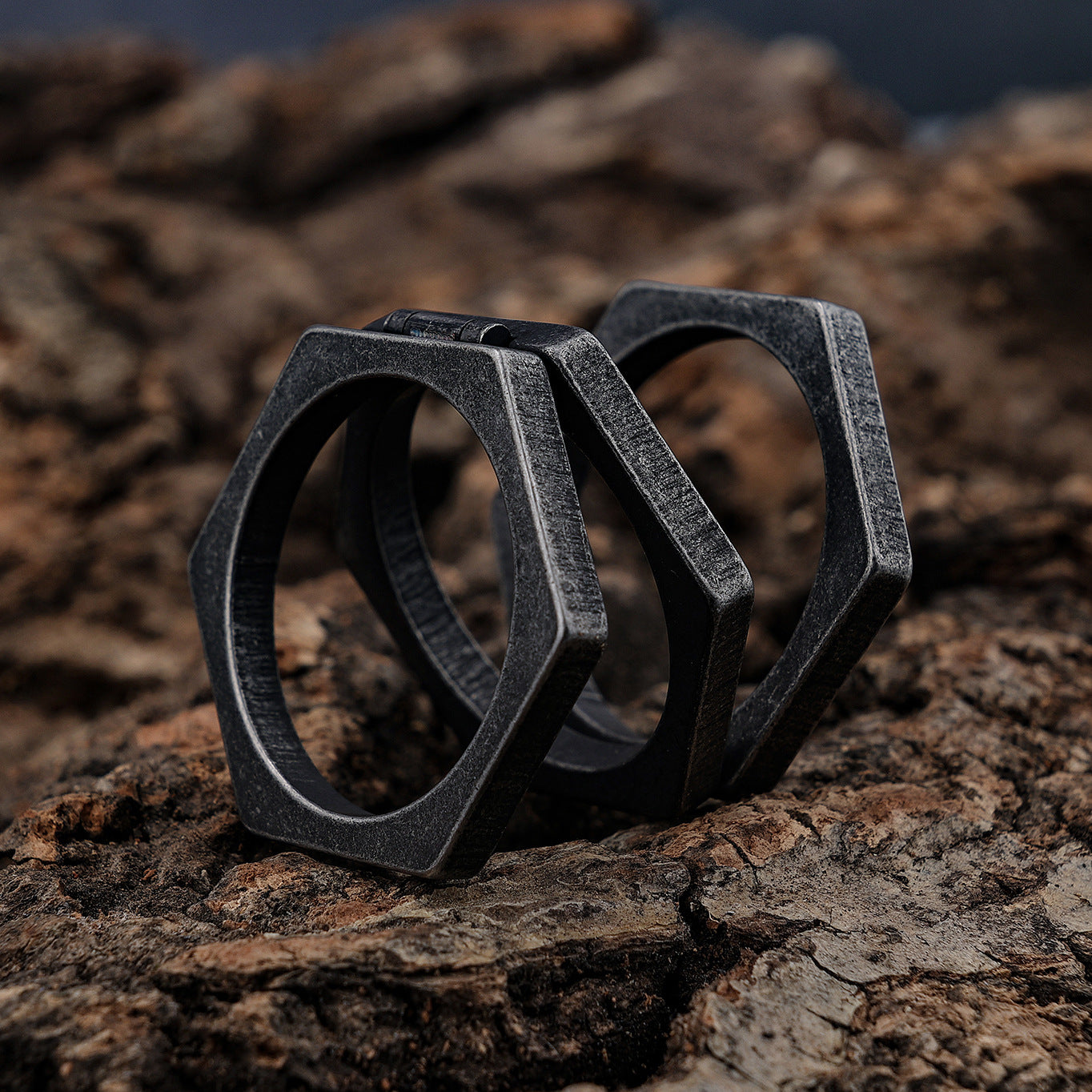 Wholesale Polygon Vintage Titanium Steel Ring