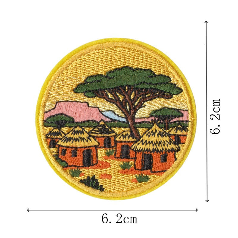Wholesale Embroidered World Scenery Iron On No Sew Patches Set Of 9 Travel Windmill Badge Chic DIY Clothing Backpack Fashion Accessory Boutique Resale Gift