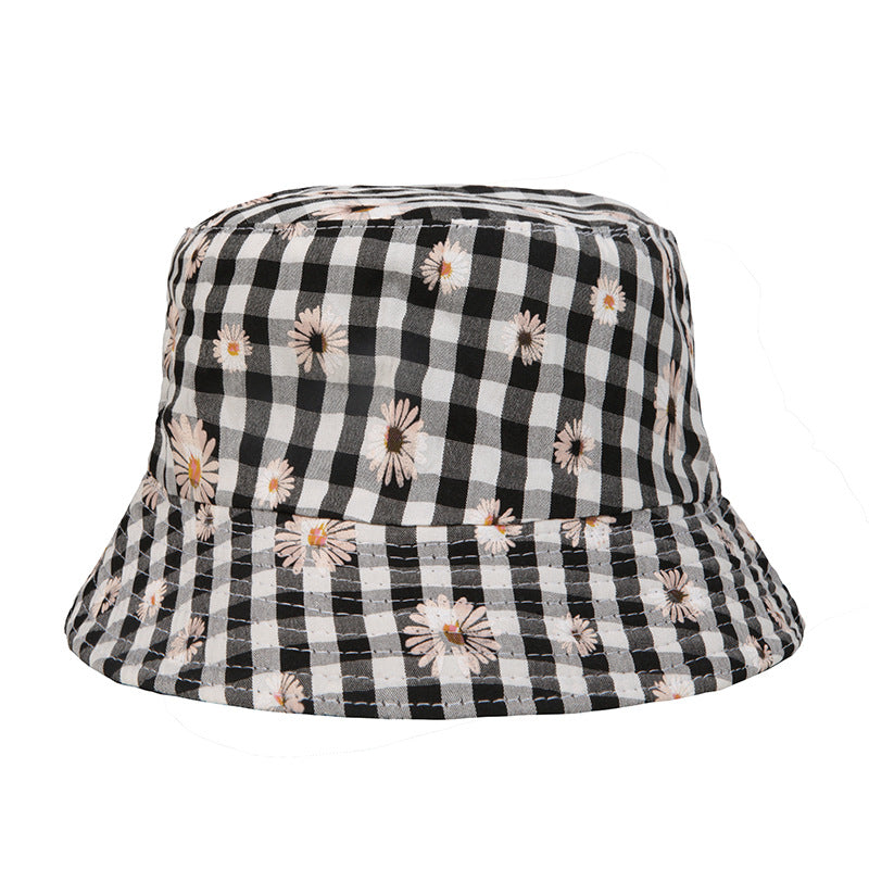 Sombrero de cubo de poliéster de impresión a cuadros con protector solar al por mayor